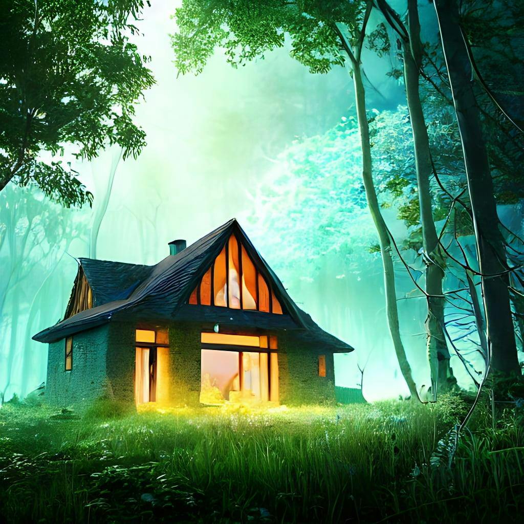 A House Made Of Glass In A Beautiful Fantasy Forest