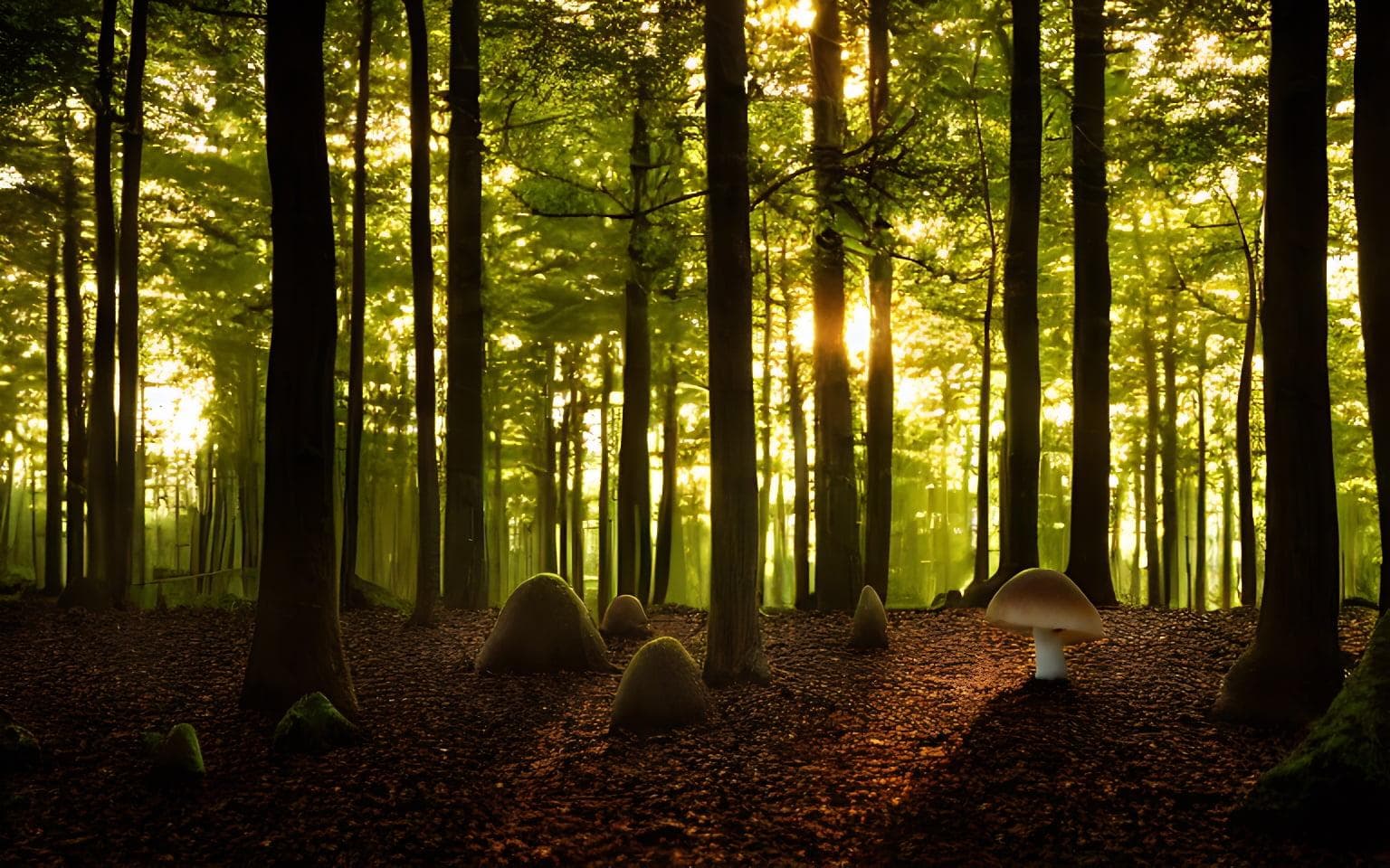 A Luminescence Mushrooms In The Forest