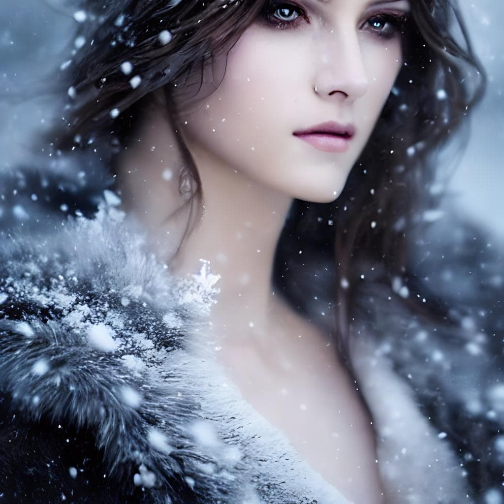 Beautiful Female In Snow