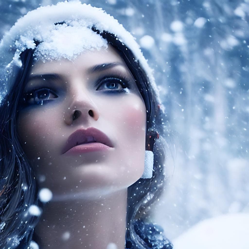 Beautiful Female In Snow