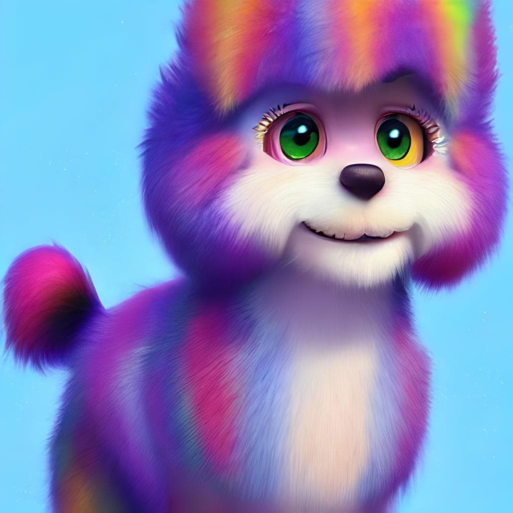 Cutie Fluffy Creature Rainbow Dog