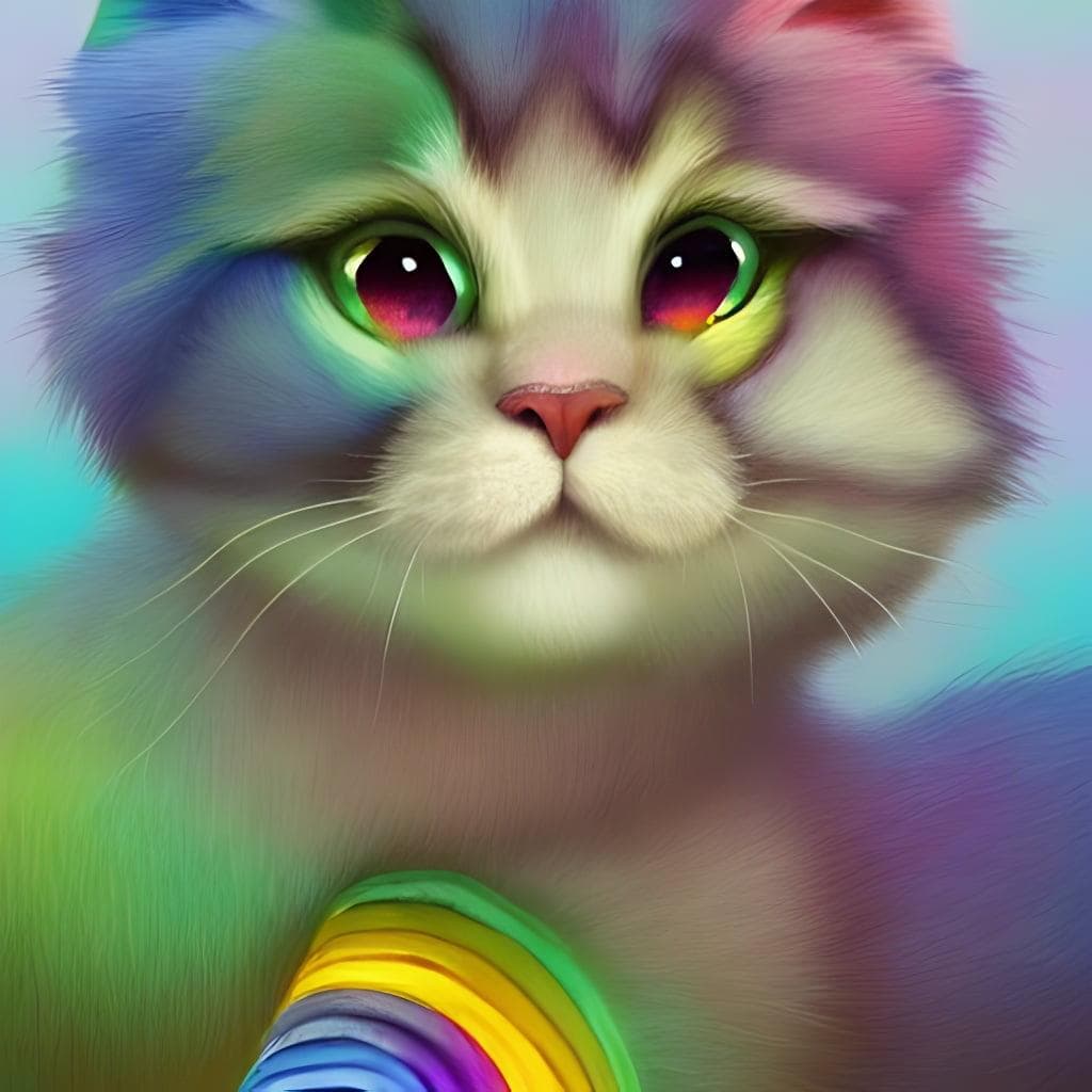 Cutie Fluffy Creature Rainbow Kitten