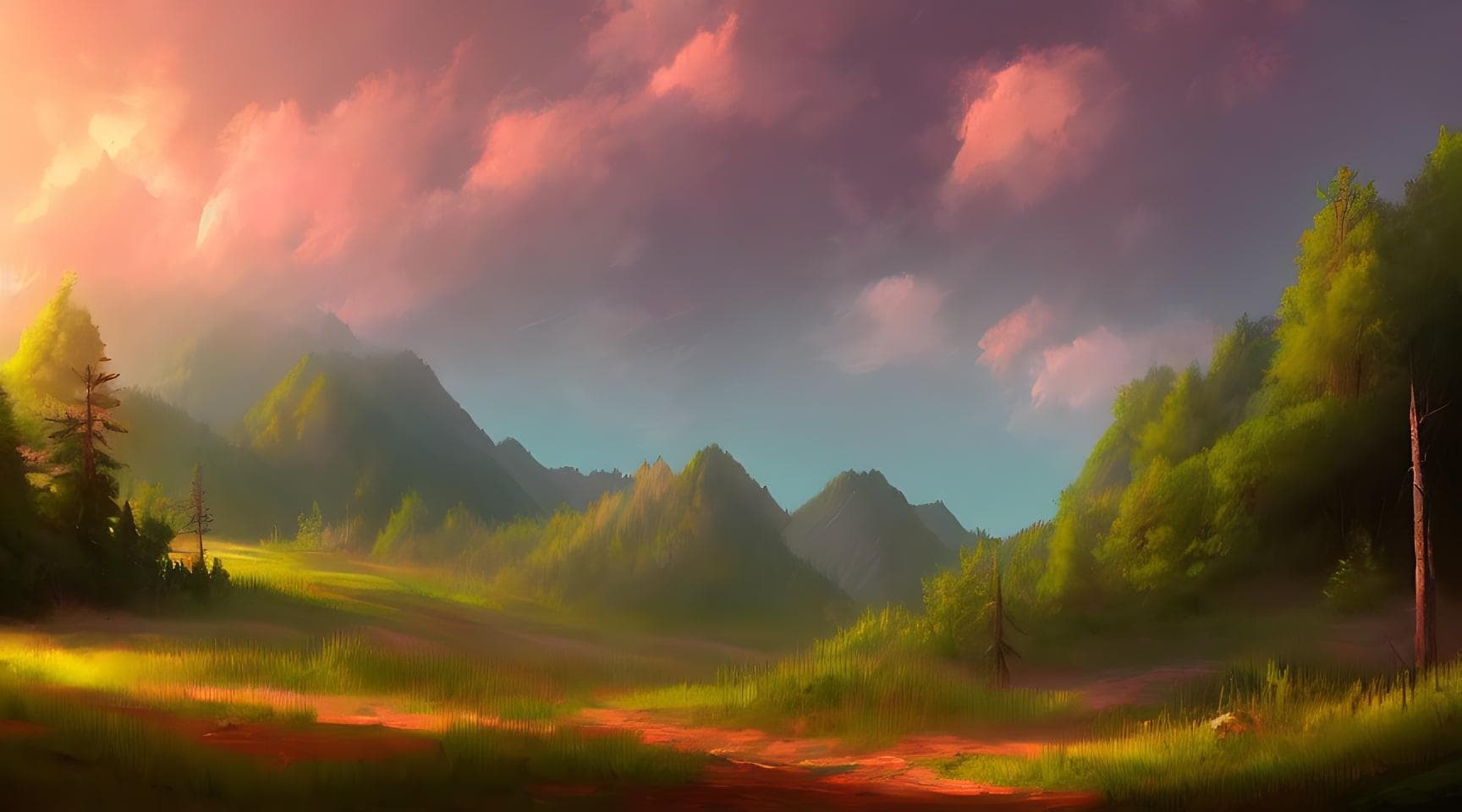 Professional Digital Art Of Lo-fi Landscape Bg Painting