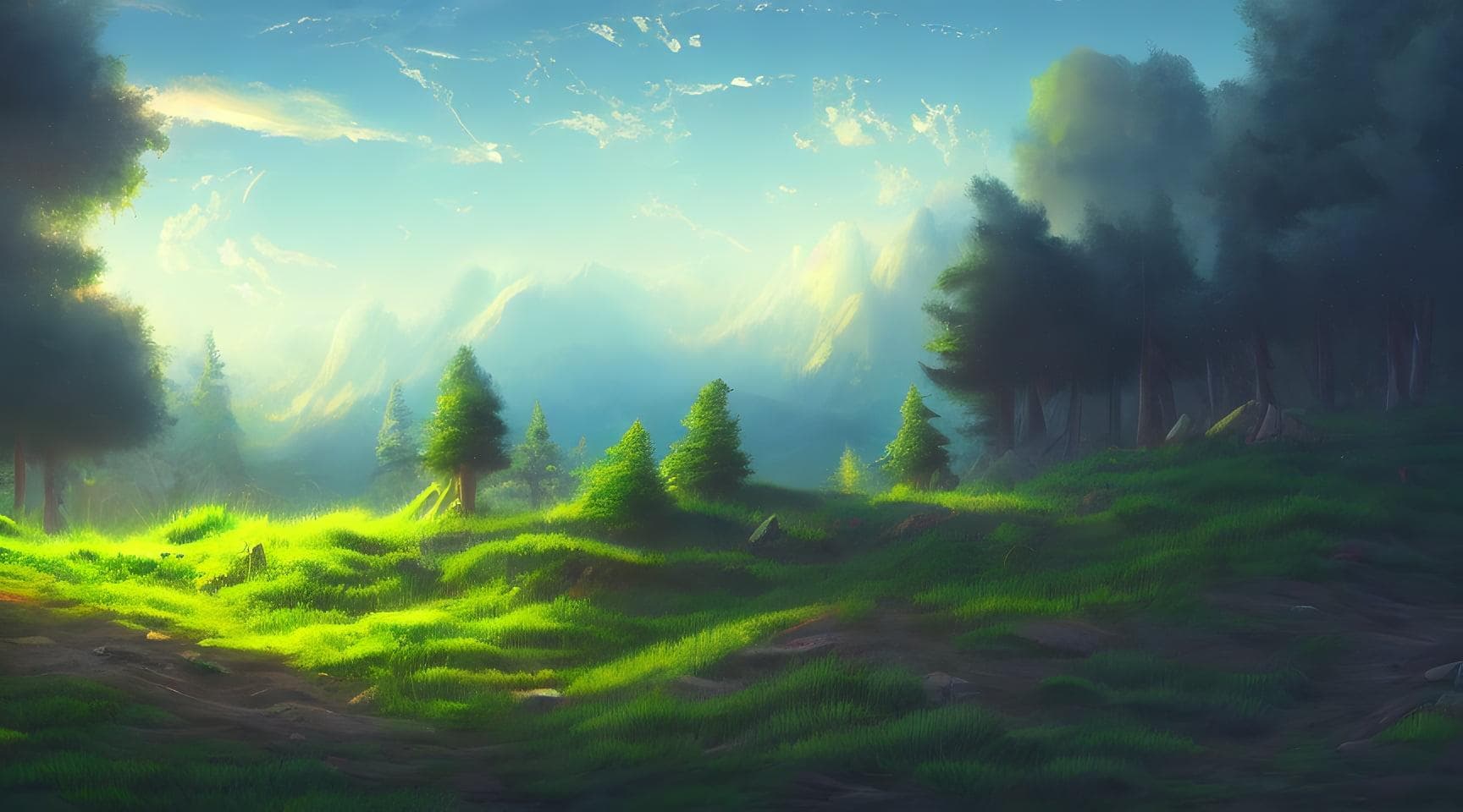 Professional Digital Art Of Lo-fi Landscape Bg Painting