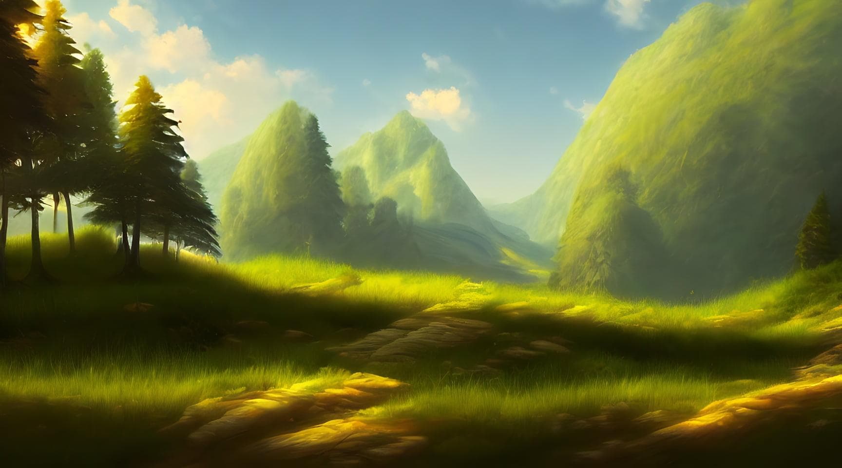 Professional Digital Art Of Lo-fi Landscape Bg Painting