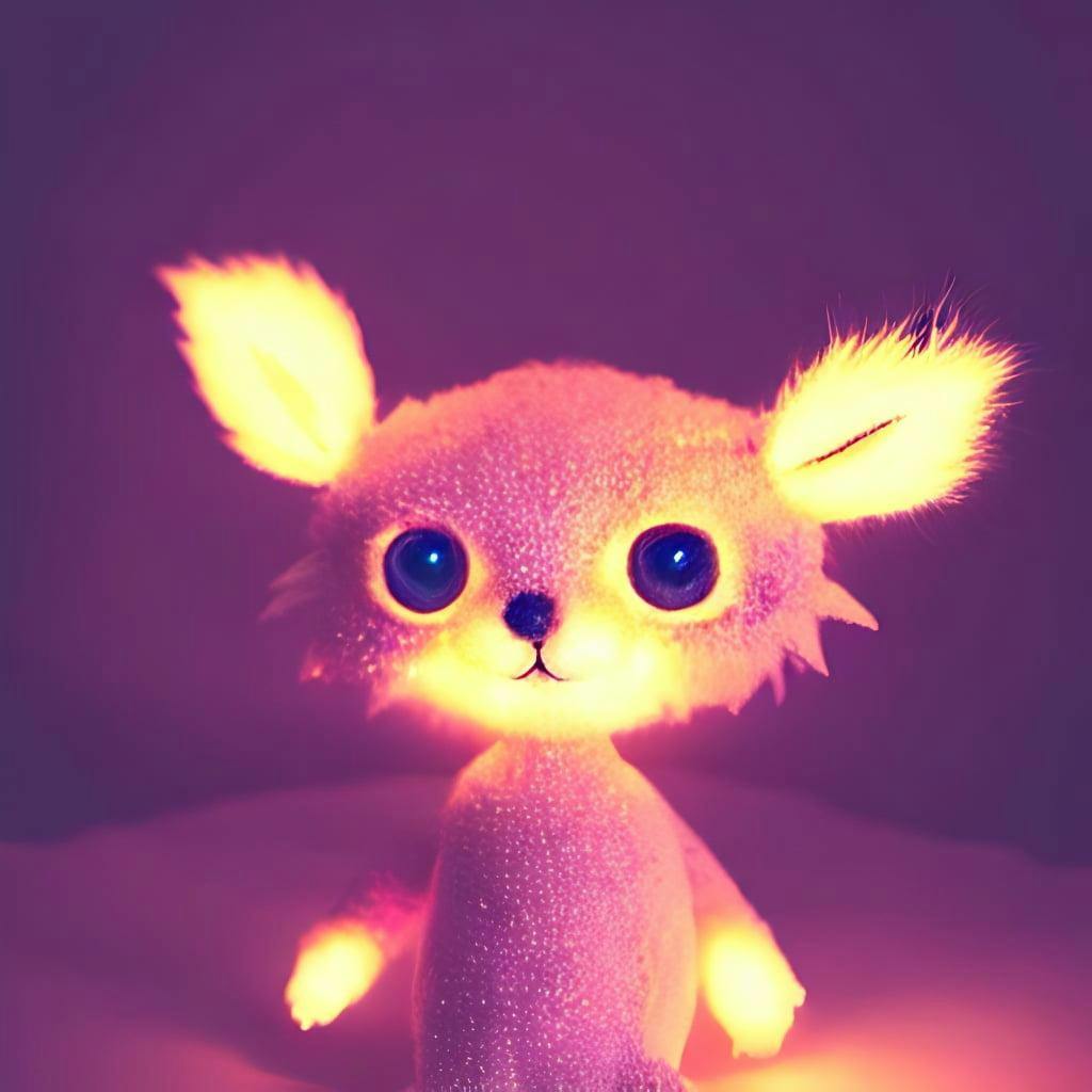 Cutest And Softest Creature In The World| Large Doll Like Eyes| Supernatural And Otherworldly| Highly Detailed Vibrant Fur| Magical Glowing Trails| Light Dust| Aesthetic| Cinematic Lighting| Bokeh Effect