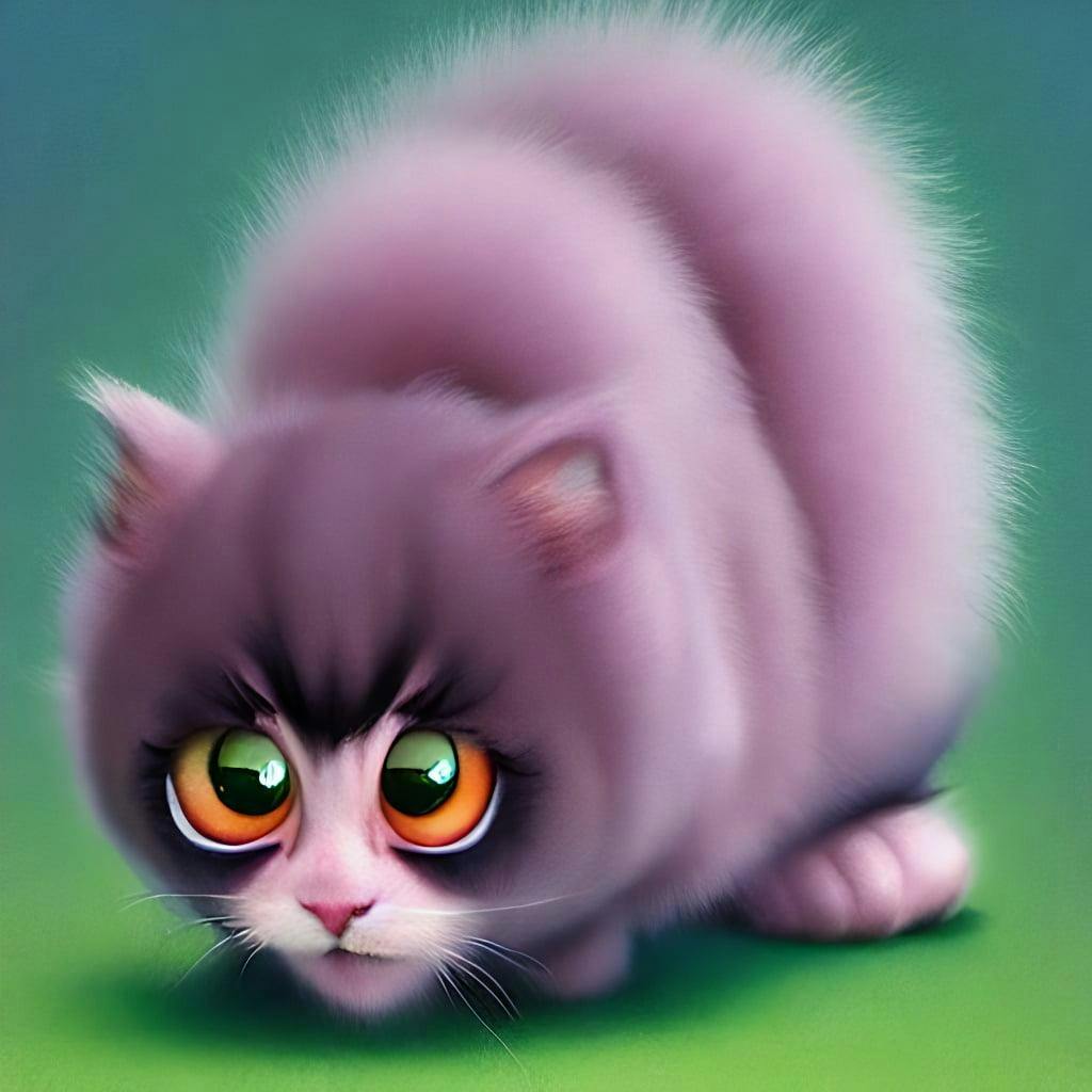 Cutie Fluffy Creature Rainbow Kitten