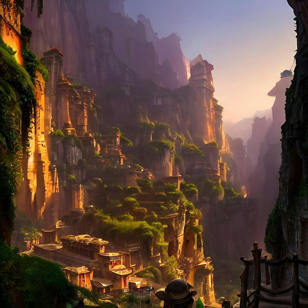 Medieval City Built On Terraces In A Gigantic Canyon
