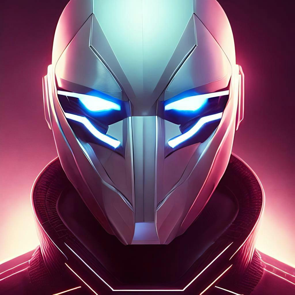 Professional Concept Art Portrait Of A Masked Cyber Punk Man In A Dark Room By Artgerm And Greg Rutkowski ( Thin White Border ). An Intricate