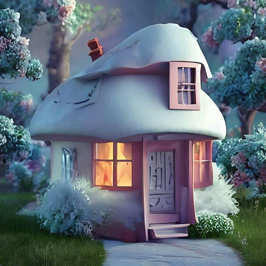 Tiny cute cartoonish tea pot house
