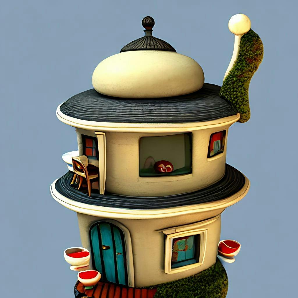 Tiny Cute Cartoonish Tea Pot House
